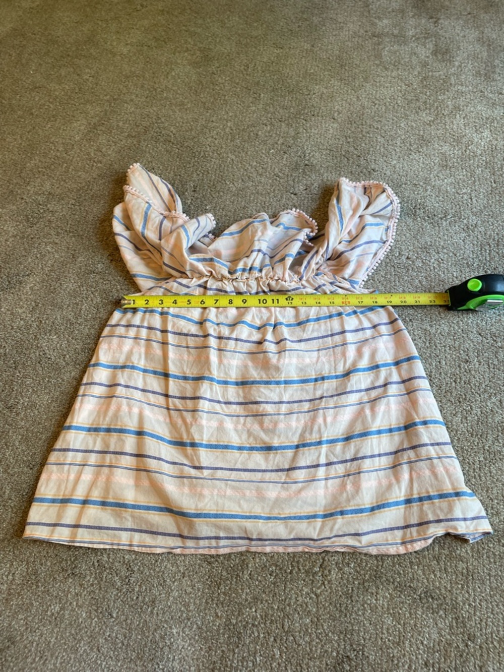 Lane Bryant Beige Off-Shoulder Striped Ruffle Top Size 14/16 lightweight Boho - Picture 10 of 10